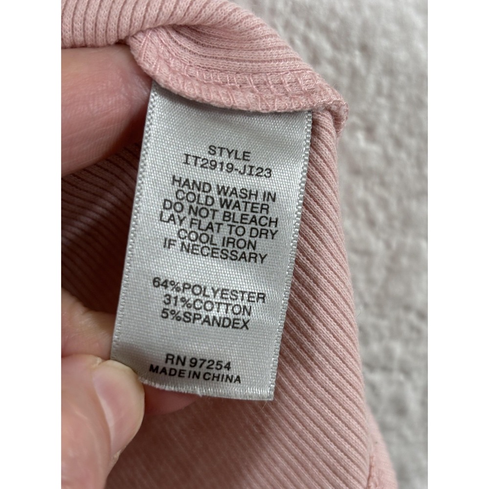Mixed Thread Shirt Womens‎ XS Pink Ribbed Square Neck Ruched Y2K - Picture 7 of 8